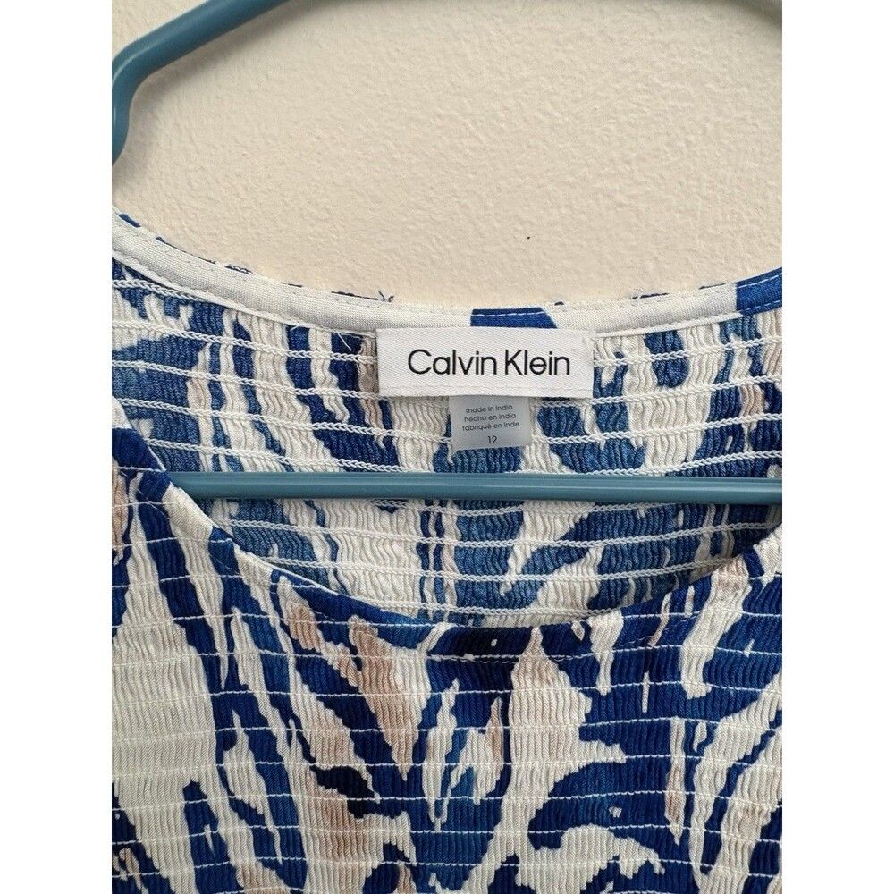 Calvin Klein Women Midi Dress Size 12 NWT Smocked W/ Pockets Floral Sleeveless - Picture 10 of 14